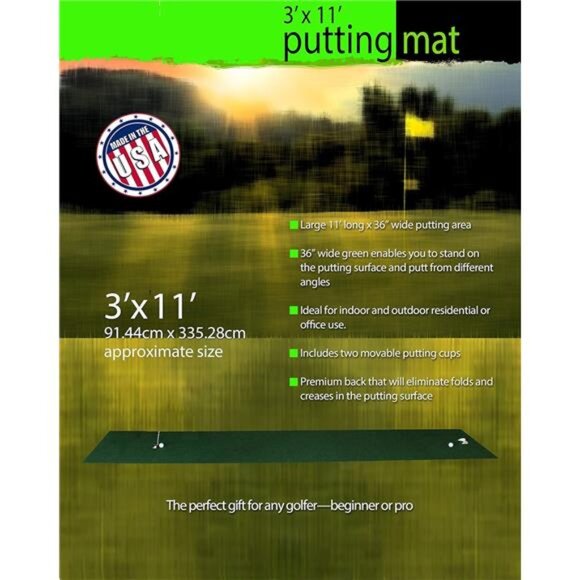 Golf Putting Mat, 3 x 11-Feet, Green - Picture 2 of 3